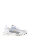 Ara Pebble Wide Fit Leather Shimmering Panelled Laced Trainers, Grey