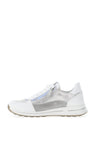 Ara Pebble Wide Fit Leather Shimmering Panelled Laced Trainers, Grey