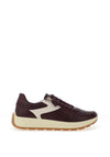 Ara Pebble Wide Fit Metallic Leather Side Zip Trainer, Wine