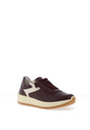 Ara Pebble Wide Fit Metallic Leather Side Zip Trainer, Wine