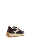 Ara Pebble Wide Fit Metallic Leather Side Zip Trainer, Wine