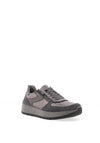 ARA LADIES Ara Pebble Wide Fit Metallic Leather Side Zip Trainers, Grey