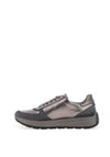 ARA LADIES Ara Pebble Wide Fit Metallic Leather Side Zip Trainers, Grey