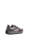 ARA LADIES Ara Pebble Wide Fit Metallic Leather Side Zip Trainers, Grey