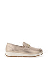 Ara Osaka Pebble Wide Fit Metallic Leather Slip On Loafers, Gold