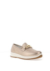 Ara Osaka Pebble Wide Fit Metallic Leather Slip On Loafers, Gold