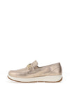 Ara Osaka Pebble Wide Fit Metallic Leather Slip On Loafers, Gold