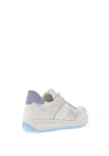 Ara Pebble Wide Fit Leather Metallic Snake Printed Trainers, White & Blue