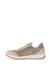 Ara Osaka Pebble Wide Fit Leather Metallic Snake Printed Trainers, Beige