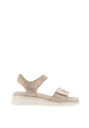 Ara Wide Fit Cambridge Shimmering Double Velcro Strapped Sandals, Taupe