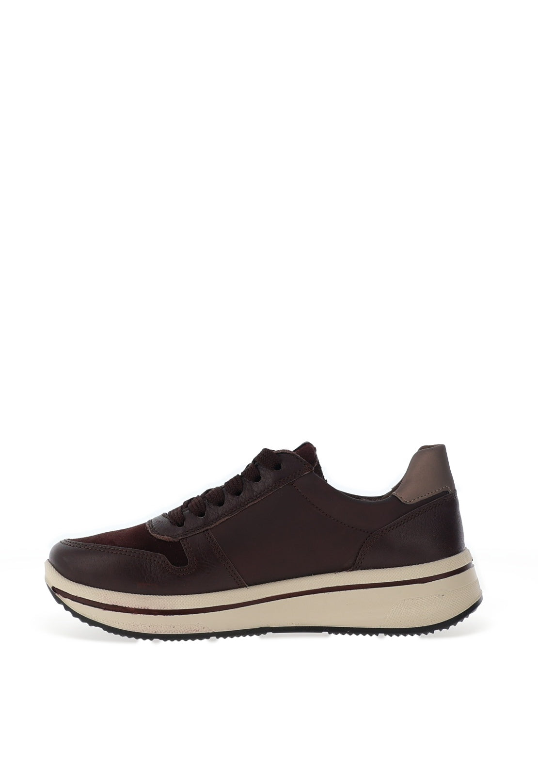 Ara Wide Fit Leather Side Zip Platform Trainers, Amarone Moon