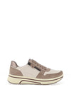 Ara Wide Fit Leather Side Zip Platform Trainers, Taupe & Cream
