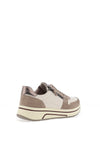 Ara Wide Fit Leather Side Zip Platform Trainers, Taupe & Cream