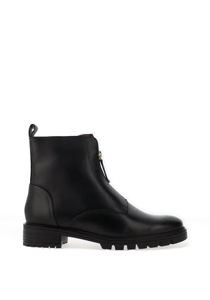 Ara Wide Fit Leather Front Zip Ankle Boots, Black