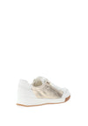 Ara Pebble Leather Metallic Laced Trainers, White & Platinum