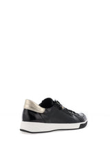 Ara Wide Fit Leather Patent Trainers, Black