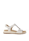 Ara Wide Fit Osaka Pebbled Leather T Bar Sandals, White