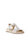 Ara Wide Fit Osaka Pebbled Leather T Bar Sandals, White