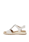 Ara Wide Fit Osaka Pebbled Leather T Bar Sandals, White