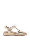 Ara Wide Fit Osaka Pebbled Leather T Bar Sandals, Gold