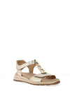 Ara Wide Fit Osaka Pebbled Leather T Bar Sandals, Gold