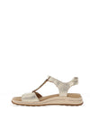 Ara Wide Fit Osaka Pebbled Leather T Bar Sandals, Gold