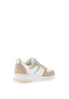 Ara Pebble Leather Metallic Panel Zip Trainers, White Sand & Platinum