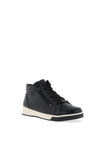 Ara Wide Fit Pebbled Leather Hi Top Trainers, Black