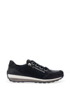 Ara Pebble Wide Fit Leather Side Zip Trainers, Navy Blue