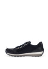 Ara Pebble Wide Fit Leather Side Zip Trainers, Navy Blue