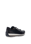Ara Pebble Wide Fit Leather Side Zip Trainers, Navy Blue