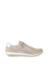 Ara Pebble Wide Fit Leather Side Zip Trainers, Warm Beige