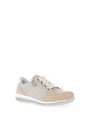 Ara Pebble Wide Fit Leather Side Zip Trainers, Warm Beige
