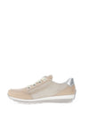 Ara Pebble Wide Fit Leather Side Zip Trainers, Warm Beige