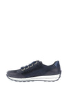 Ara Pebble Wide Fit Leather Side Zip Trainers, Blue Night