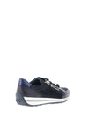 Ara Pebble Wide Fit Leather Side Zip Trainers, Blue Night