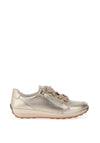 Ara Pebble Wide Fit Leather Side Zip Trainers, Platinum