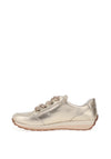 Ara Pebble Wide Fit Leather Side Zip Trainers, Platinum