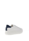 Ara Pebble Wide Fit Leather Platform Laced Trainers, White & Navy