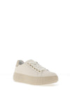 Ara Pebble Wide Fit Leather Platform Laced Trainers, Cream & Platinum