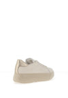 Ara Pebble Wide Fit Leather Platform Laced Trainers, Cream & Platinum