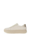 Ara Pebble Wide Fit Leather Platform Laced Trainers, Cream & Platinum