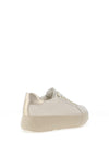 Ara Pebble Wide Fit Leather Platform Laced Trainers, Cream & Platinum