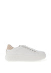 Ara Pebble Leather Platform Laced Trainers, White & Beige