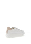 Ara Pebble Wide Fit Leather Platform Laced Trainers, White & Beige