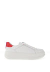 Ara Pebble Wide Fit Metallic Leather Platform Trainers, White & Candy Orchid