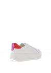 Ara Pebble Wide Fit Metallic Leather Platform Trainers, White & Candy Orchid