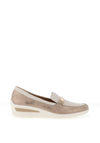 Ara Wide Fit Zurich Shimmering Leather Slip On Loafer Style Shoes, Cream