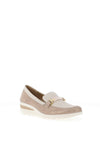 Ara Wide Fit Zurich Shimmering Leather Slip On Loafer Style Shoes, Cream