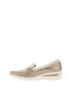 Ara Wide Fit Zurich Shimmering Leather Slip On Loafer Style Shoes, Cream